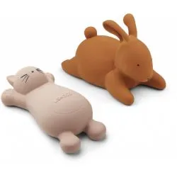 2 jouets pour le bain | Lapin Moutarde et Chat Rose - Liewood