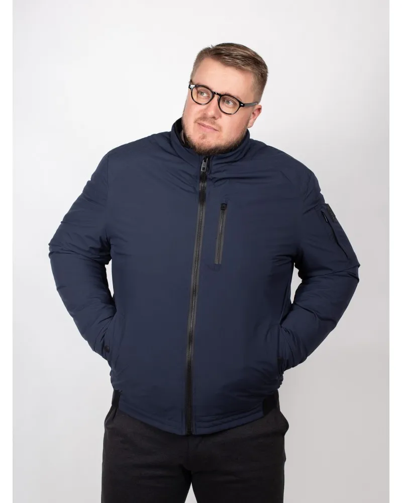 Blouson bord-côtes S4 grande taille bleu marine - Size-factory