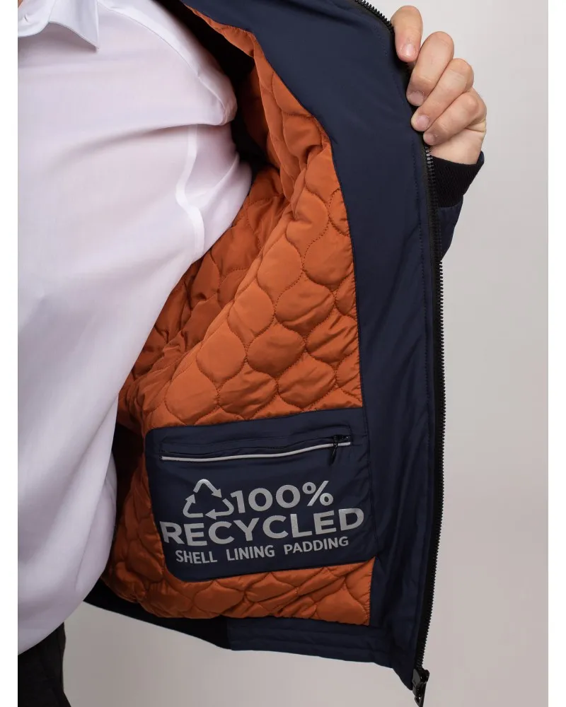 Blouson bord-côtes S4 grande taille bleu marine - Size-factory