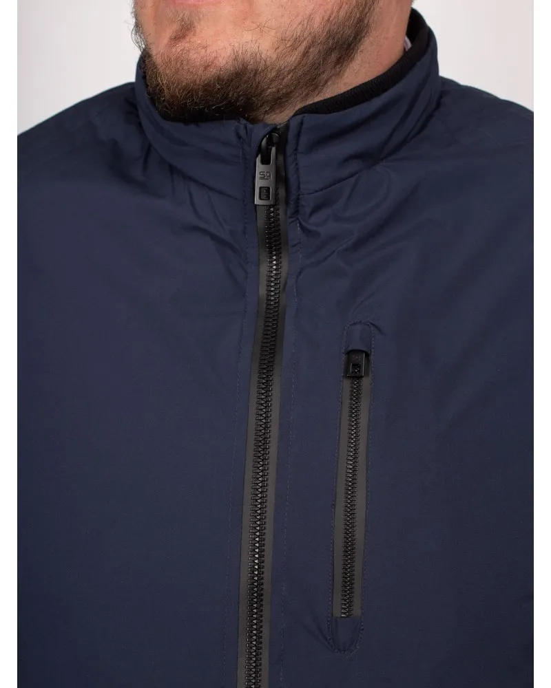 Blouson bord-côtes S4 grande taille bleu marine - Size-factory