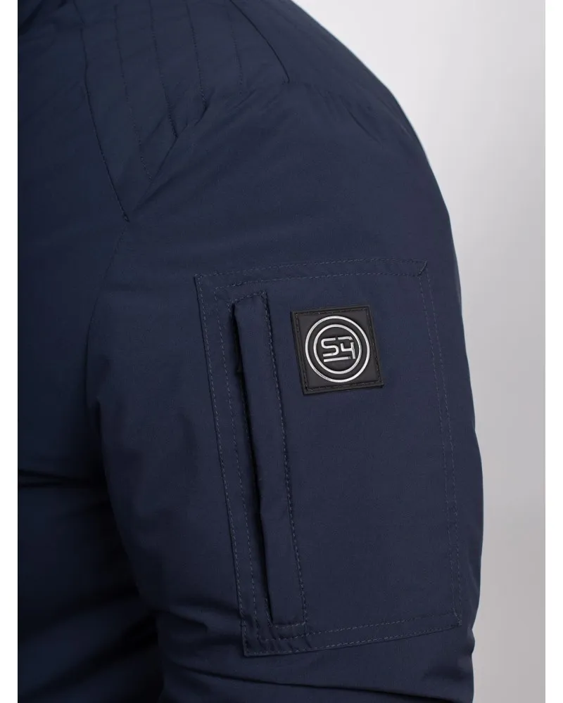 Blouson bord-côtes S4 grande taille bleu marine - Size-factory