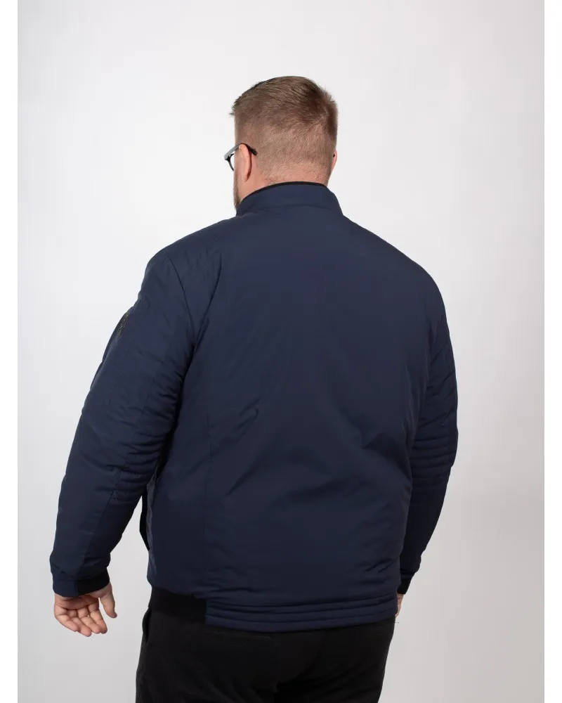 Blouson bord-côtes S4 grande taille bleu marine - Size-factory