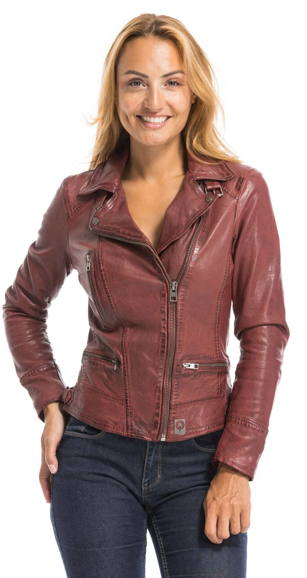 Blouson cuir femme feu Oakwood style biker