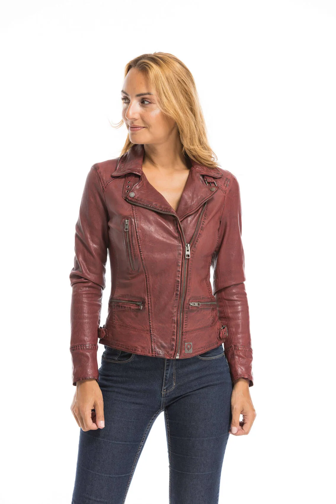 Blouson cuir femme feu Oakwood style biker