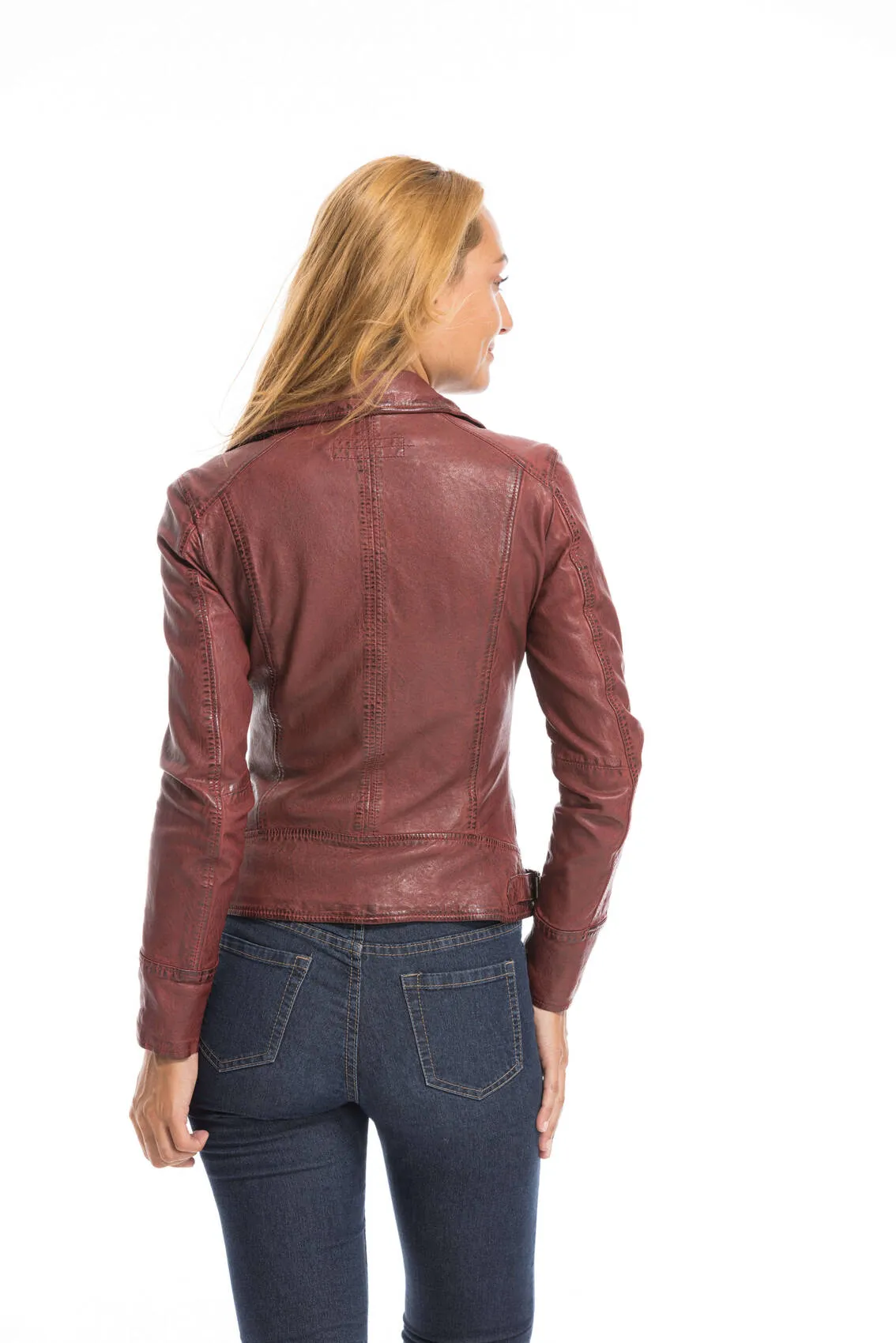 Blouson cuir femme feu Oakwood style biker