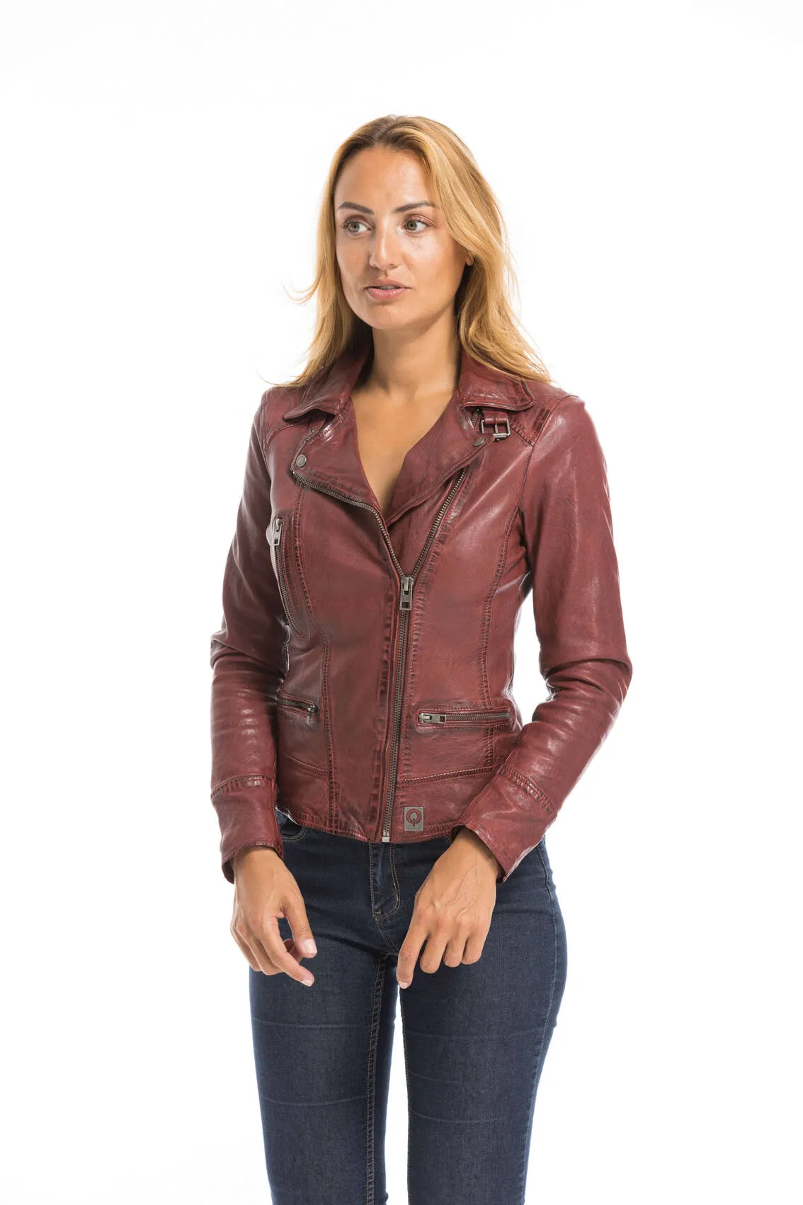 Blouson cuir femme feu Oakwood style biker