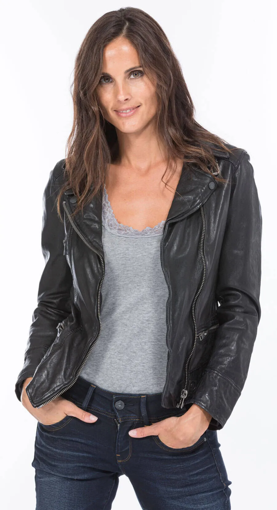 Blouson cuir femme noir Oakwood style biker