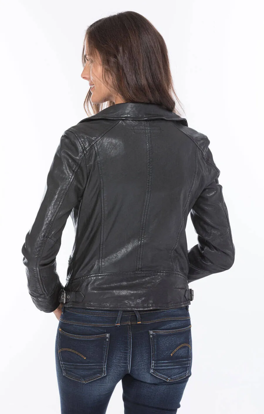 Blouson cuir femme noir Oakwood style biker