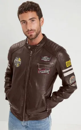 Blouson cuir homme bison style moto