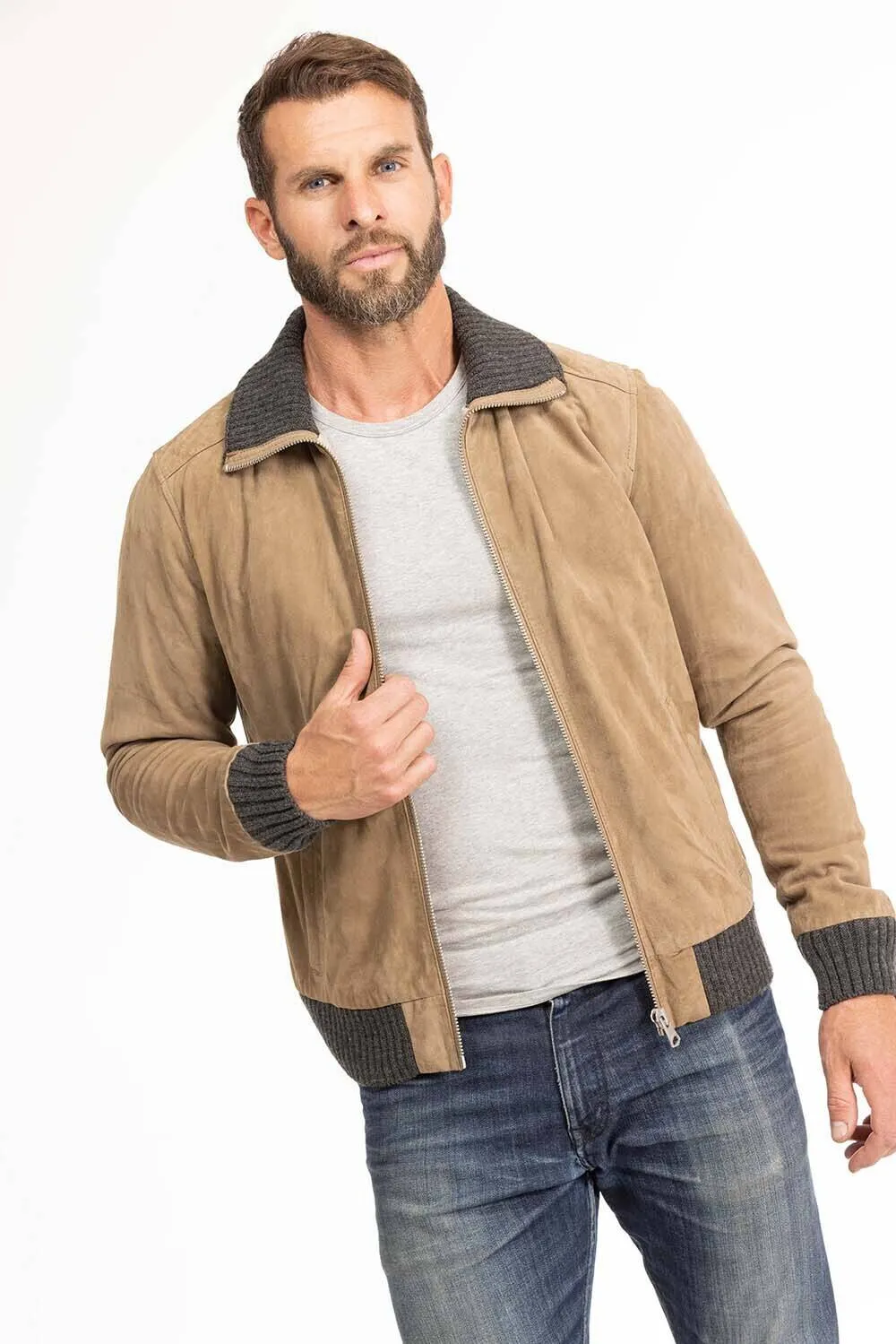 Blouson cuir homme marron clair Oakwood