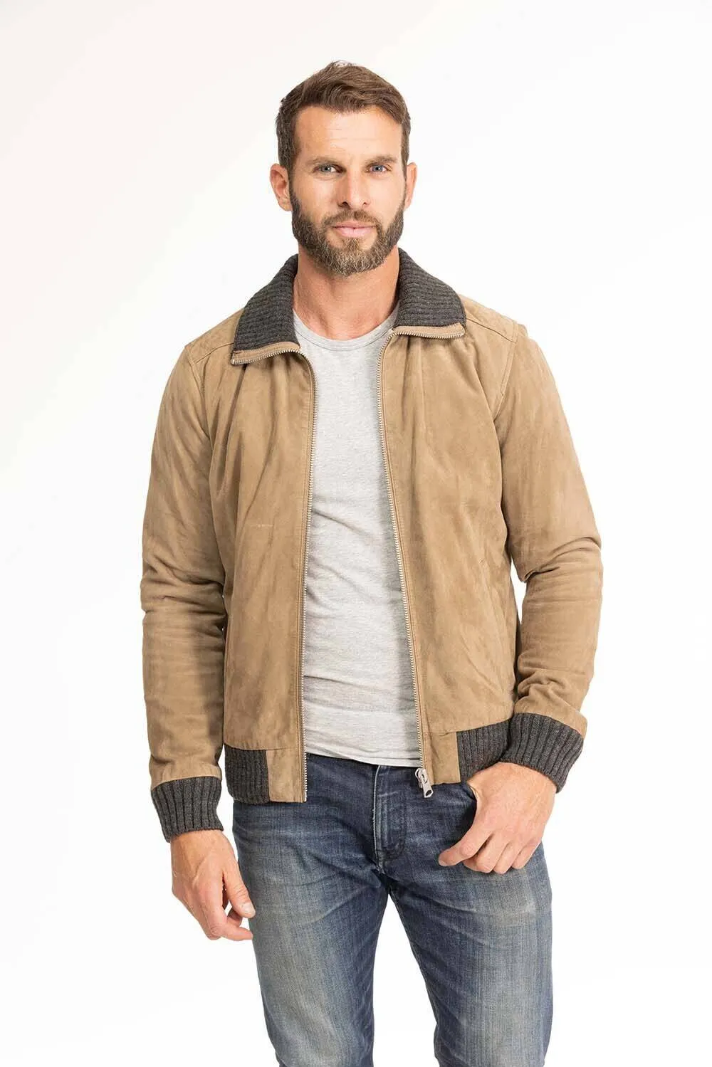 Blouson cuir homme marron clair Oakwood