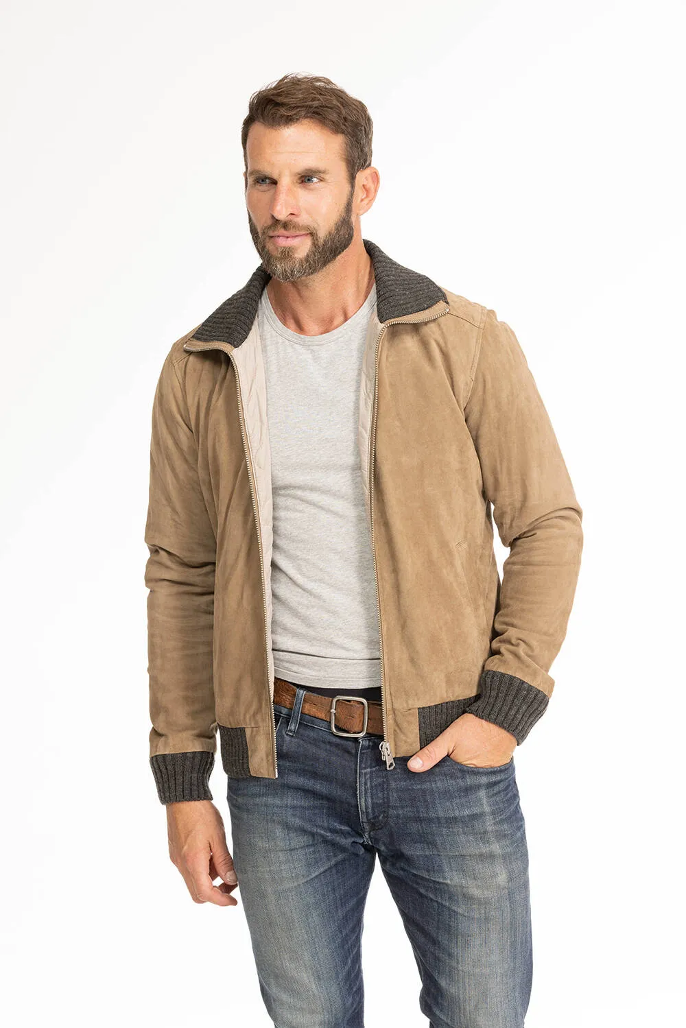 Blouson cuir homme marron clair Oakwood