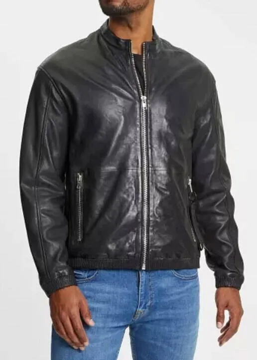 Blouson cuir homme noir style moto