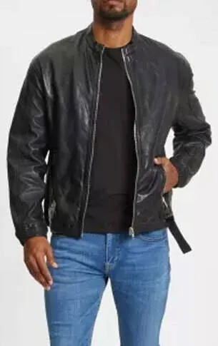 Blouson cuir homme noir style moto