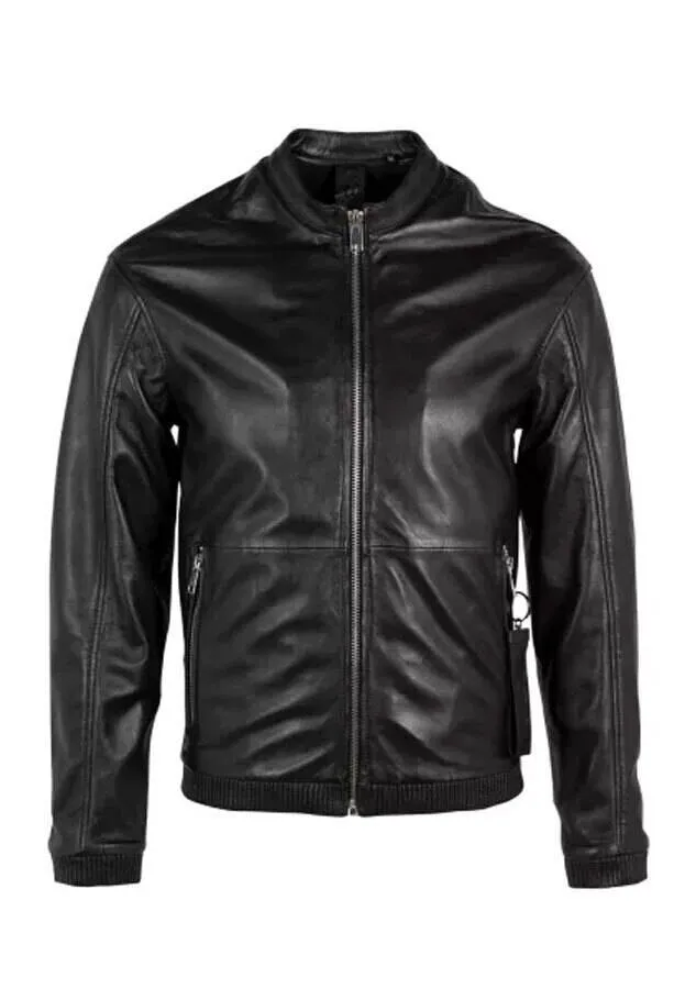 Blouson cuir homme noir style moto