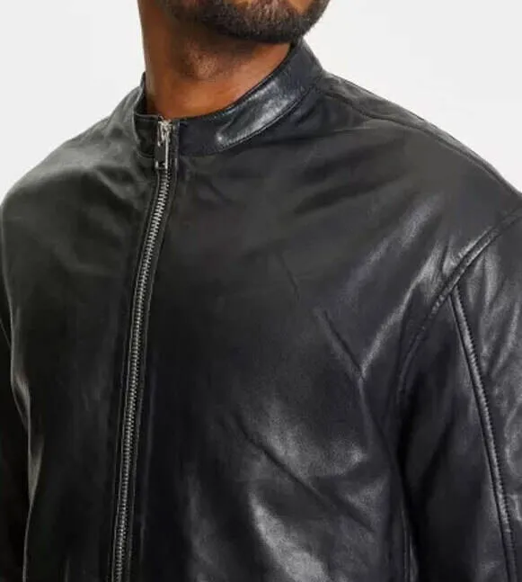 Blouson cuir homme noir style moto