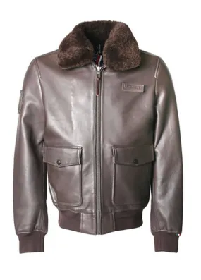 Blouson cuir pilote Redskins marron