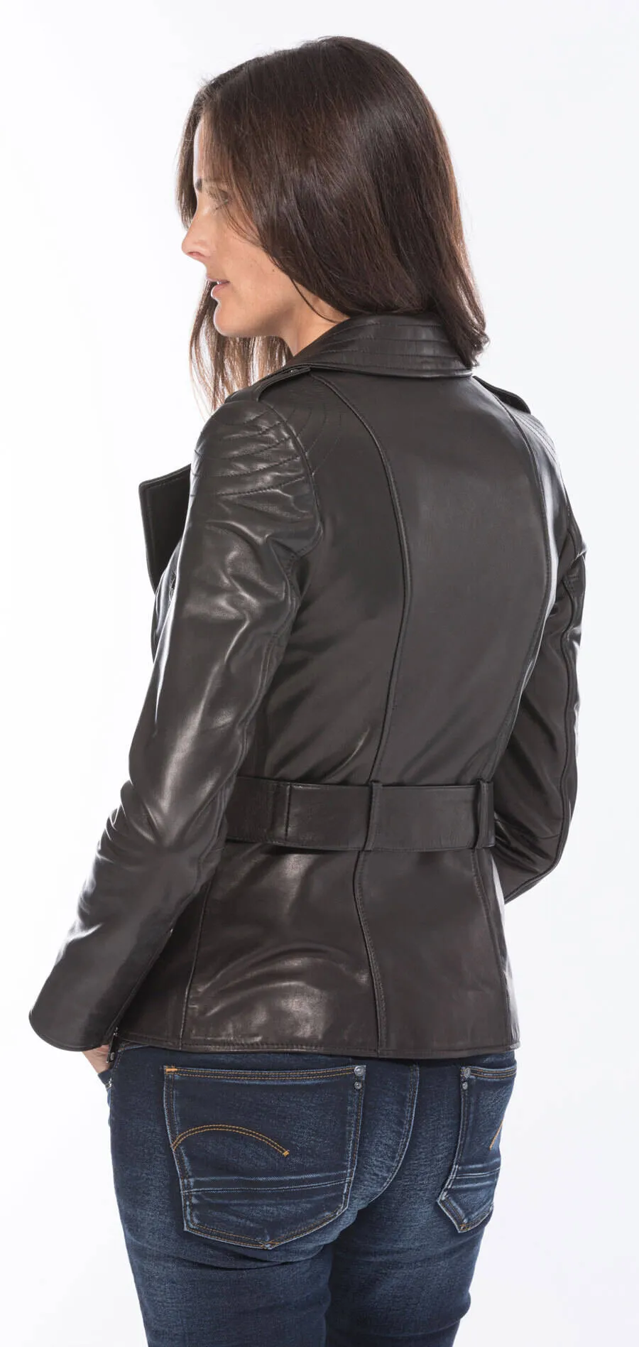 Blouson de cuir femme noir style biker