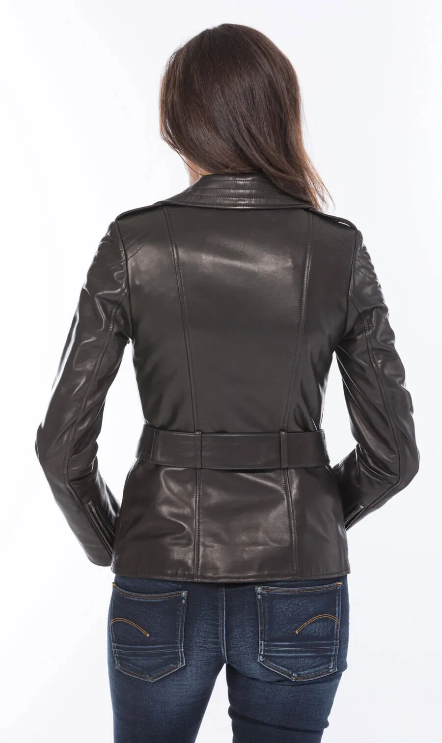 Blouson de cuir femme noir style biker