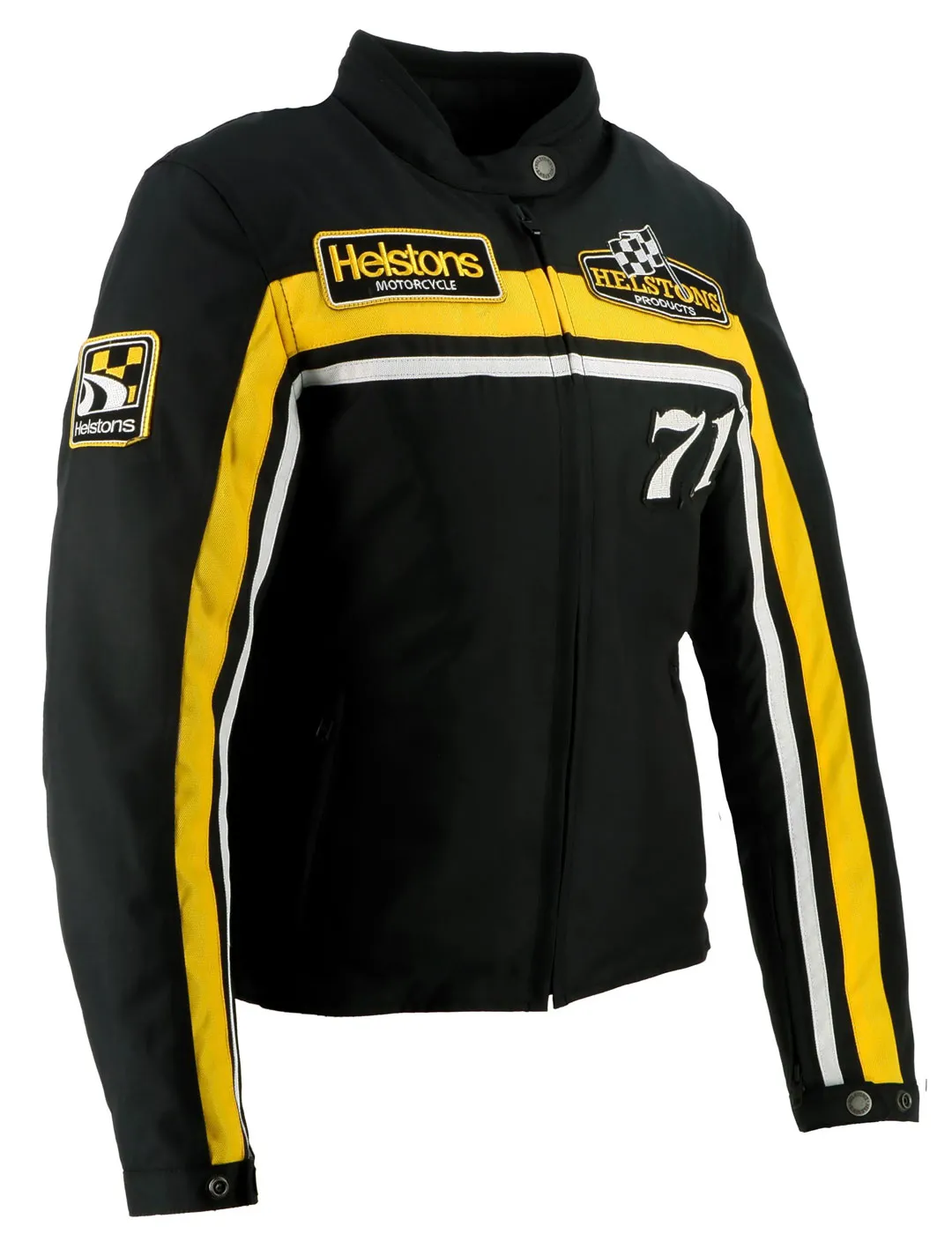 Blouson femme Helstons Sturgis tissu technique noir blanc jaune