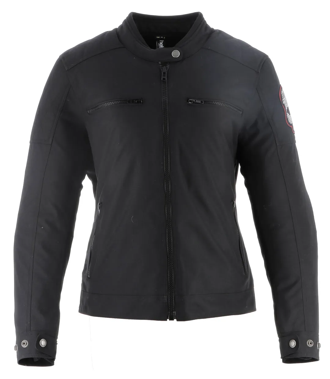 Blouson femme Helstons Widow tissu technique noir, tête de mort