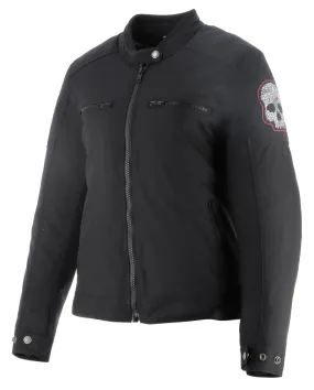 Blouson femme Helstons Widow tissu technique noir, tête de mort