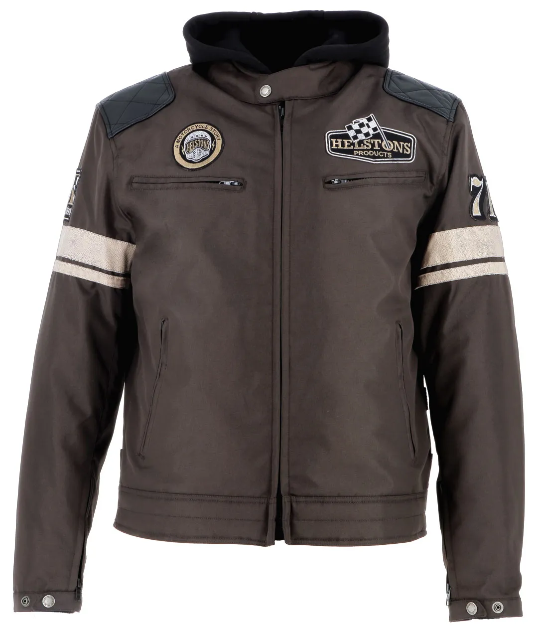 Blouson Helstons Révolte tissu technique cuir marron, moto vintage