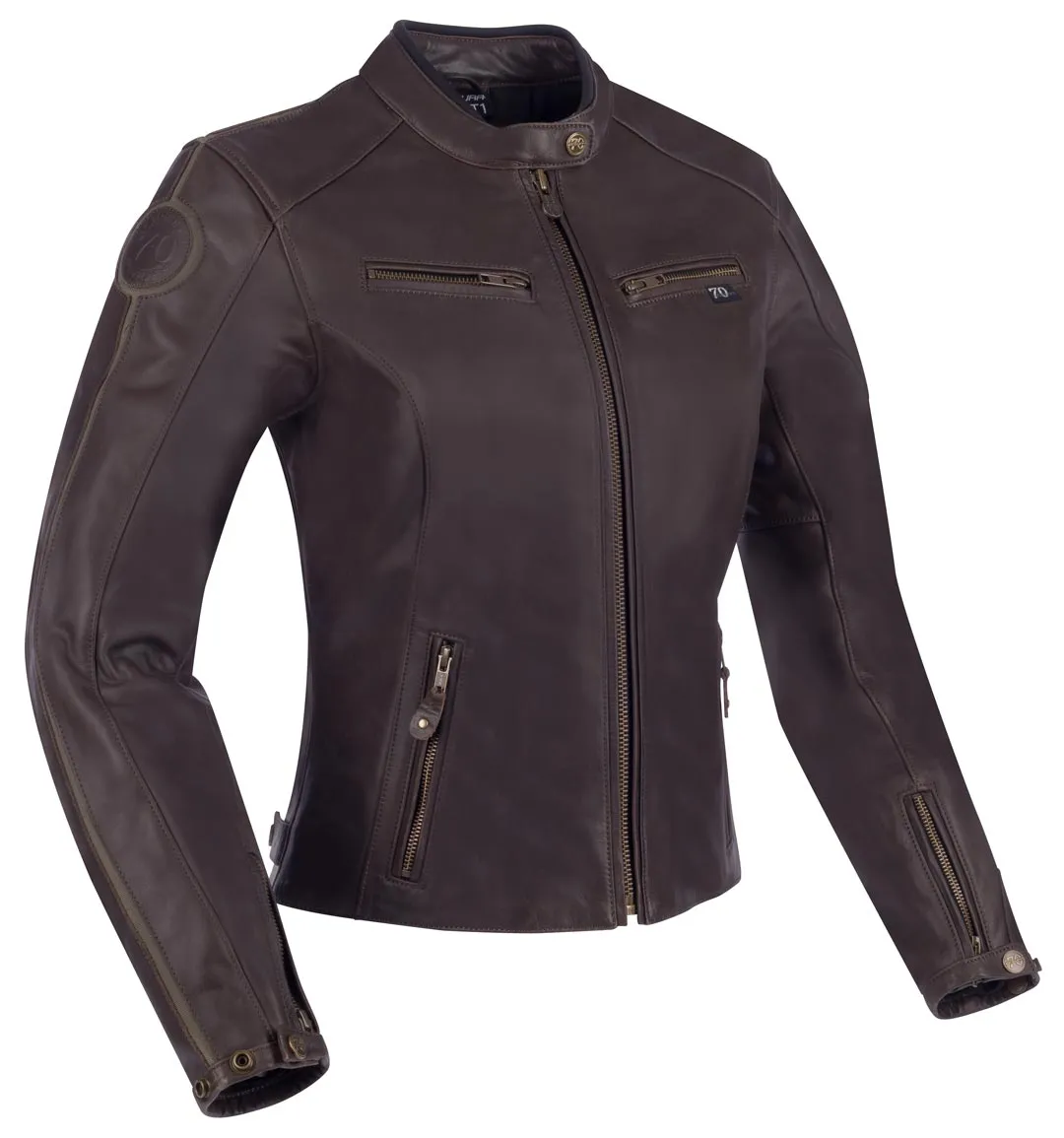 Blouson Segura Lady Devon marron kaki, cuir moto femme