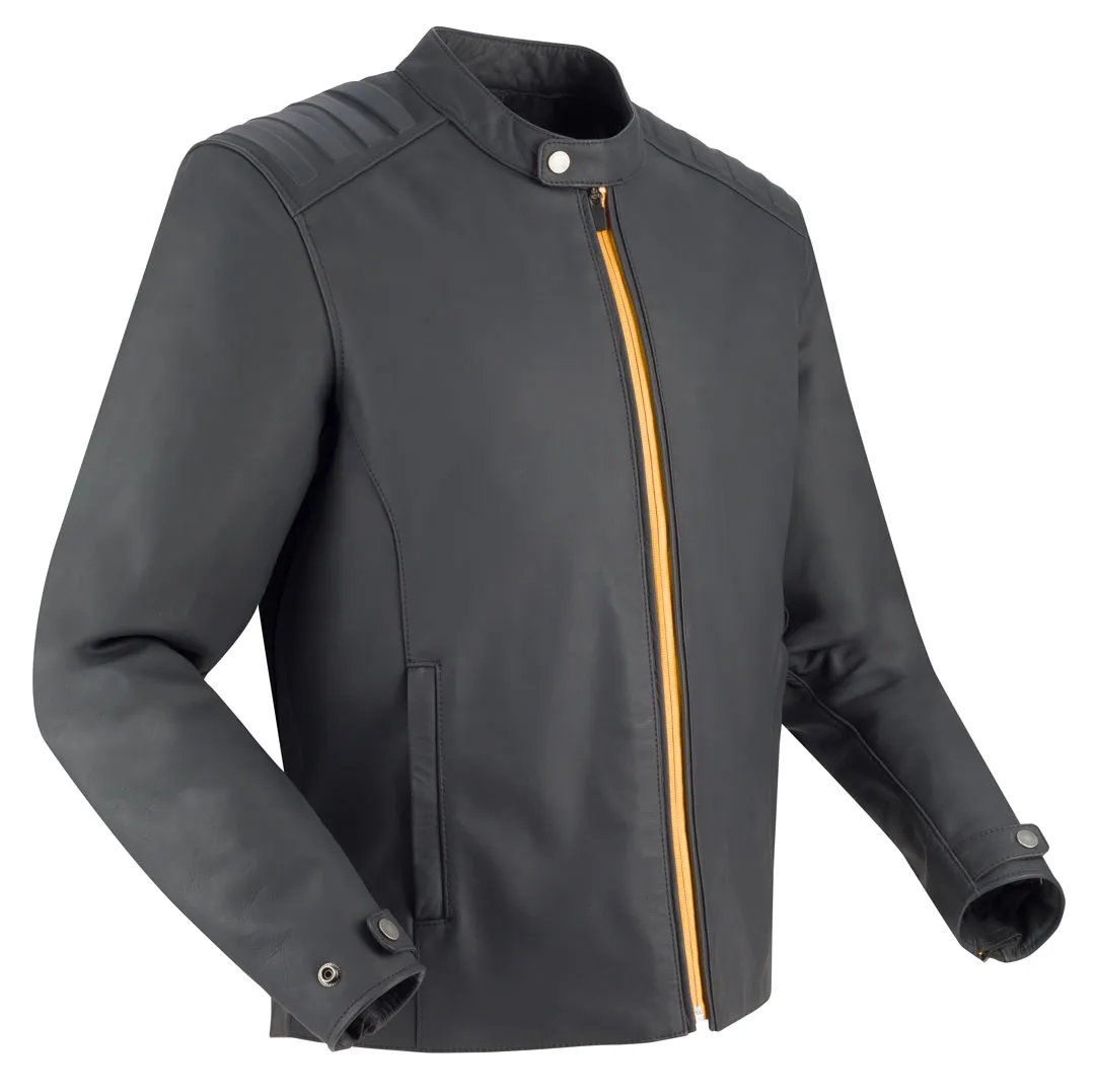 Blouson Segura Phil cuir noir jaune, cuir moto homme CE AAA