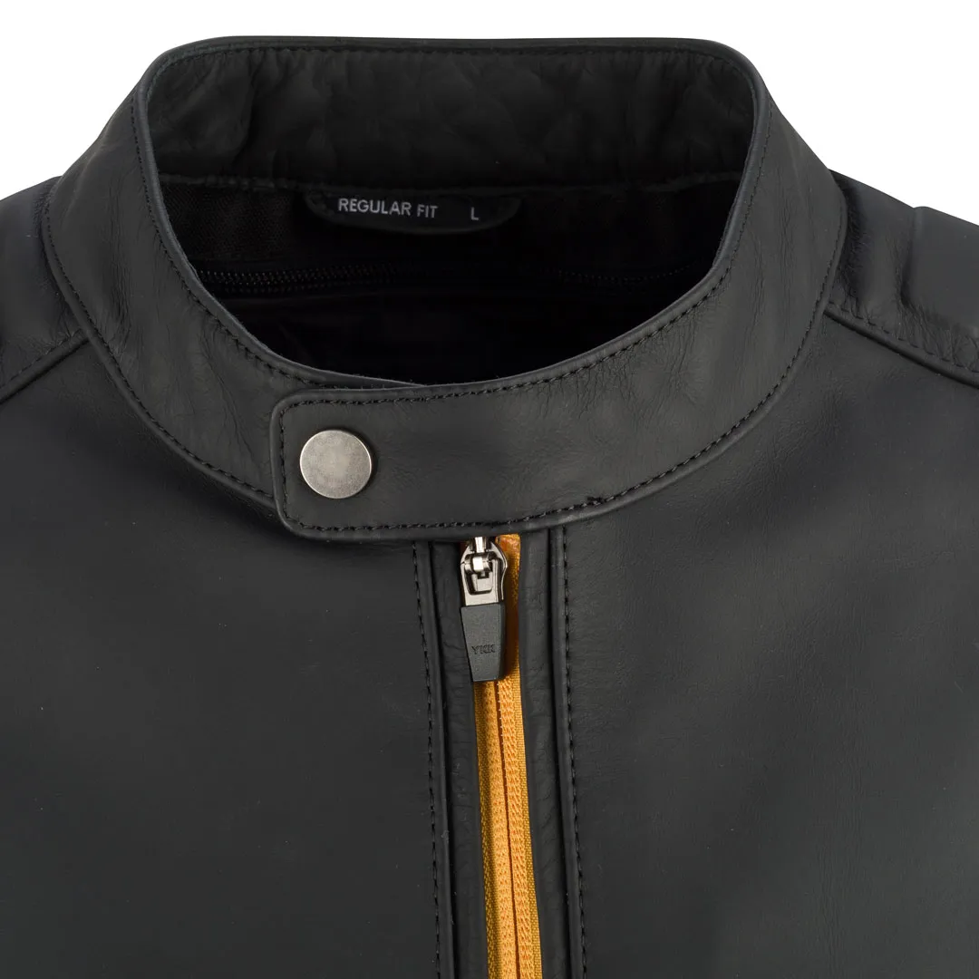 Blouson Segura Phil cuir noir jaune, cuir moto homme CE AAA