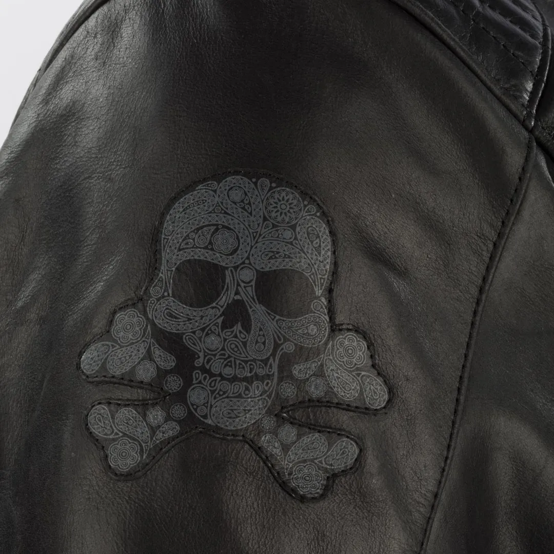 Blouson Segura Zarek, tête de mort, cuir noir, biker homme