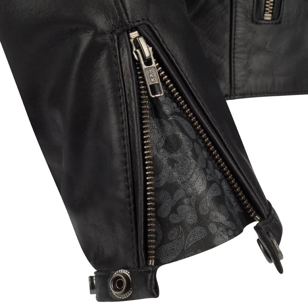 Blouson Segura Zarek, tête de mort, cuir noir, biker homme