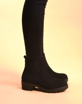 Bottines noires avec semelle crantée & petit talon