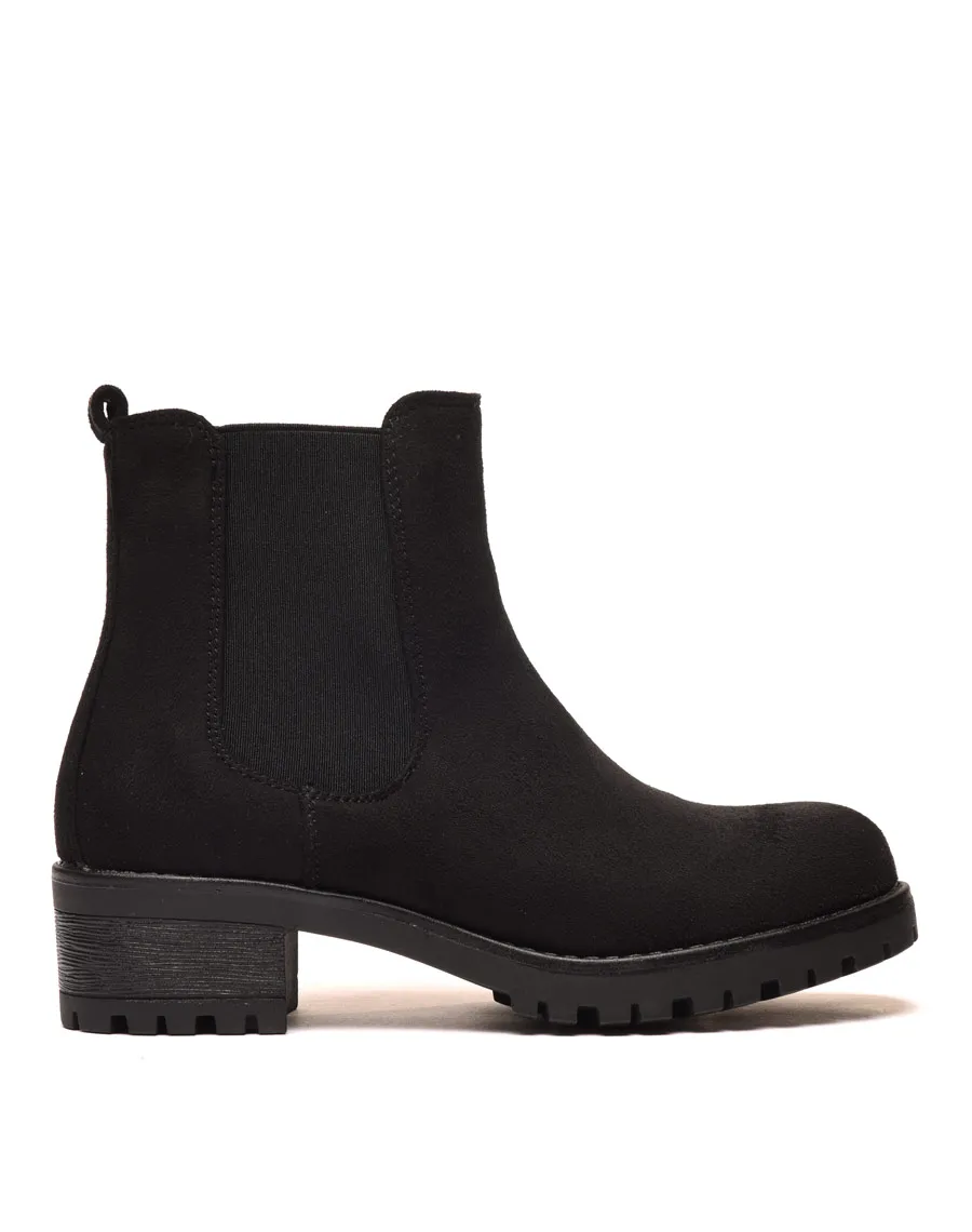 Bottines noires avec semelle crantée & petit talon