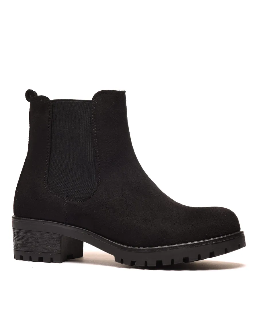 Bottines noires avec semelle crantée & petit talon