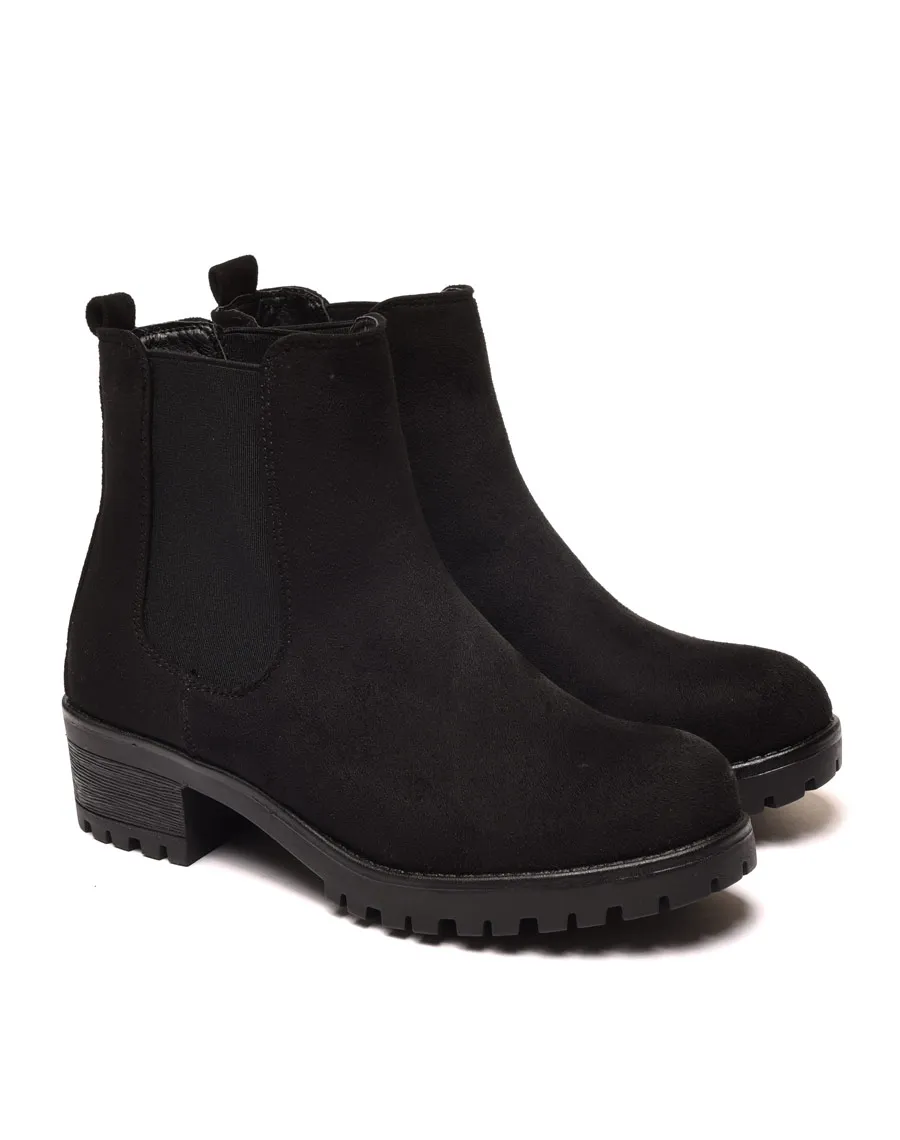 Bottines noires avec semelle crantée & petit talon