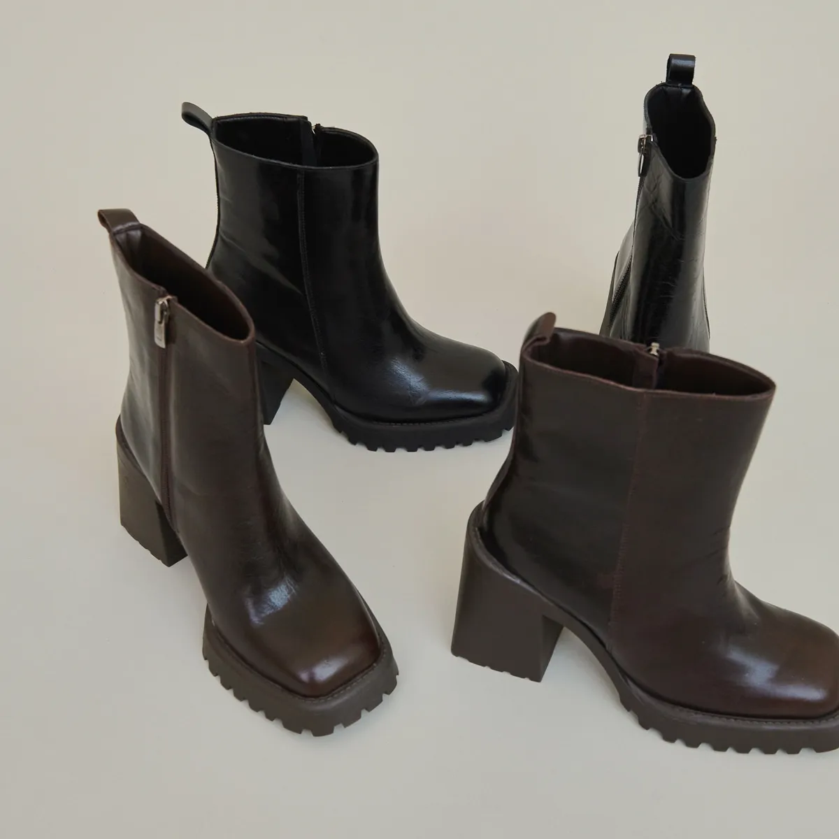 Bottines à semelles crantées et bouts ca... en cuir marron pour Femme | Jonak