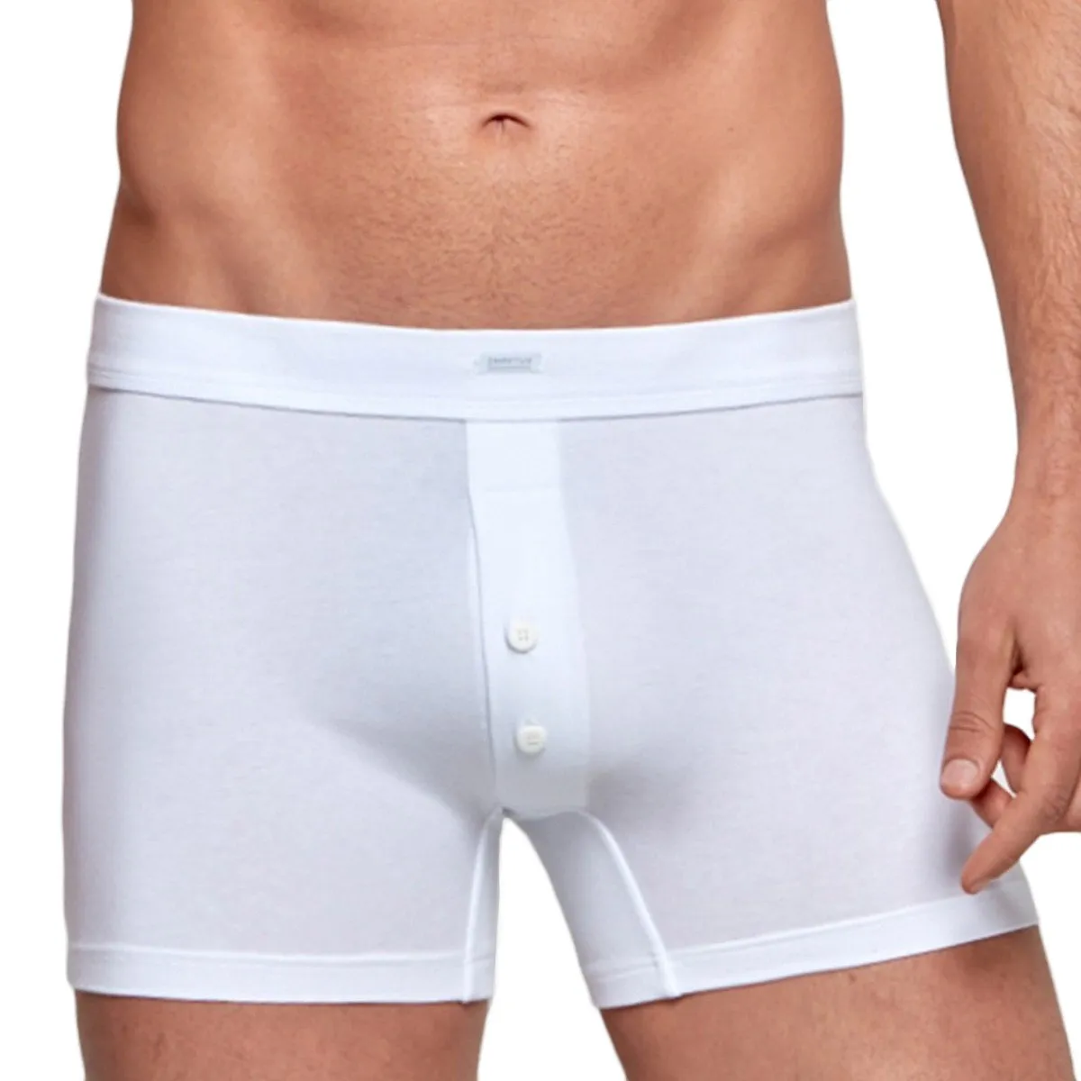 Boxer boutonné homme confort coton stretch Essentials blanc Impetus