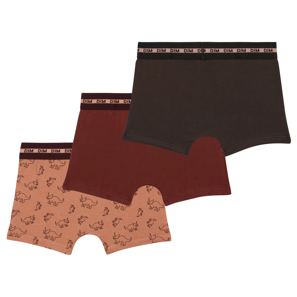 Boxer x3 - multicolore en coton dinosaure/bordeaux/chocolat | 3 Suisses