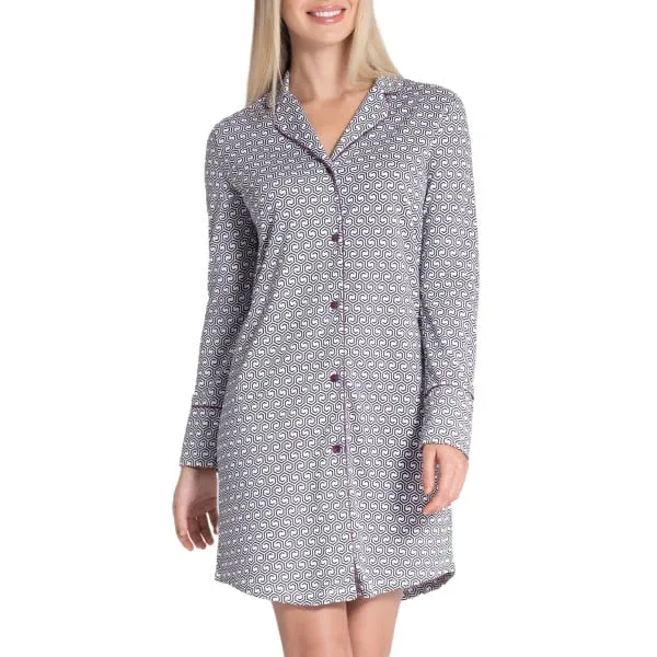 Chemise de nuit courte à motif de nid d'abeille Misaki blanc 