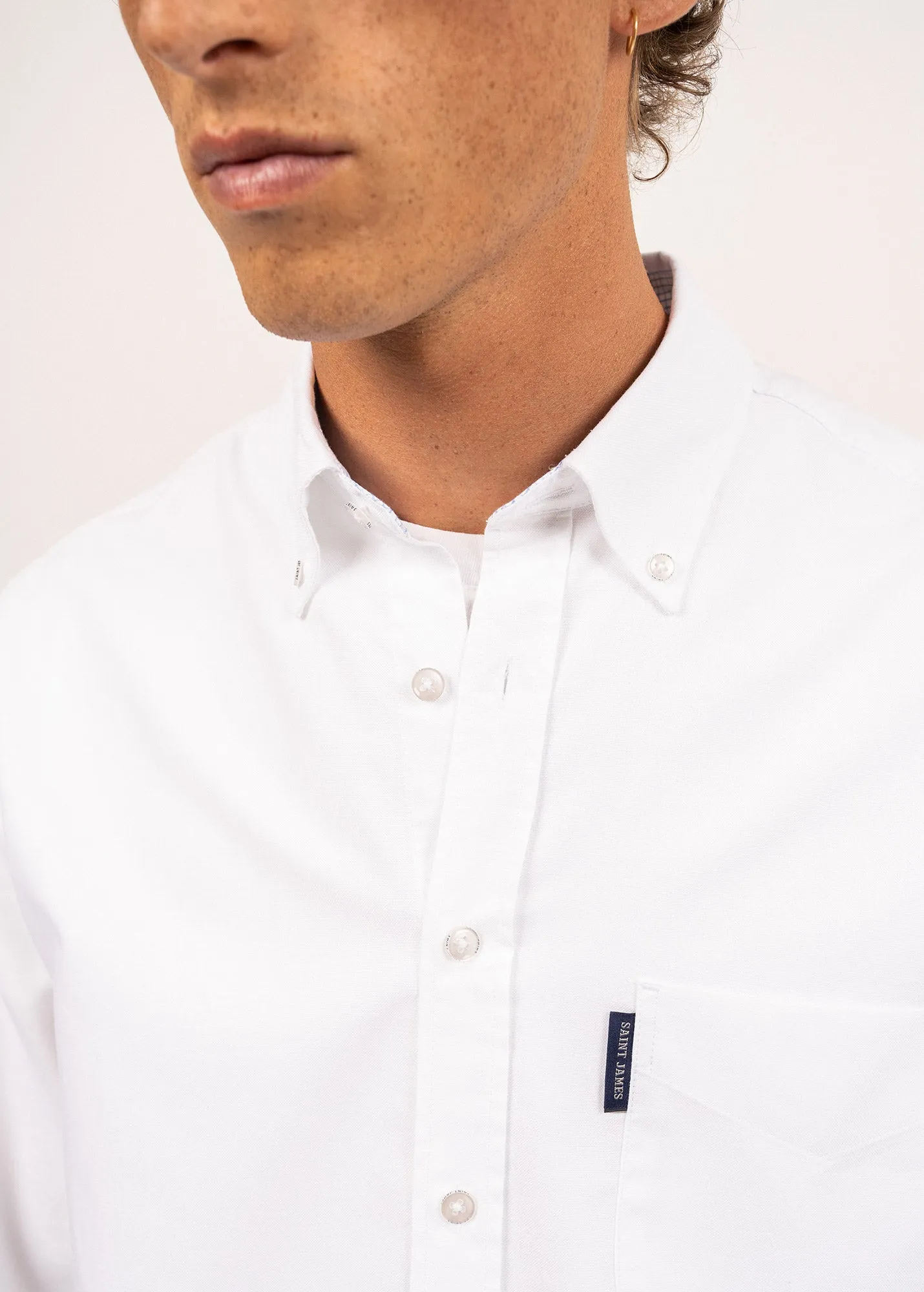 Chemise manches longues Amboise - coupe droite en oxford de coton (BLANC)