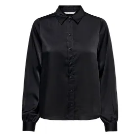 Chemise manches longues satinée noire Femme ONLY à prix dégriffé ! | 