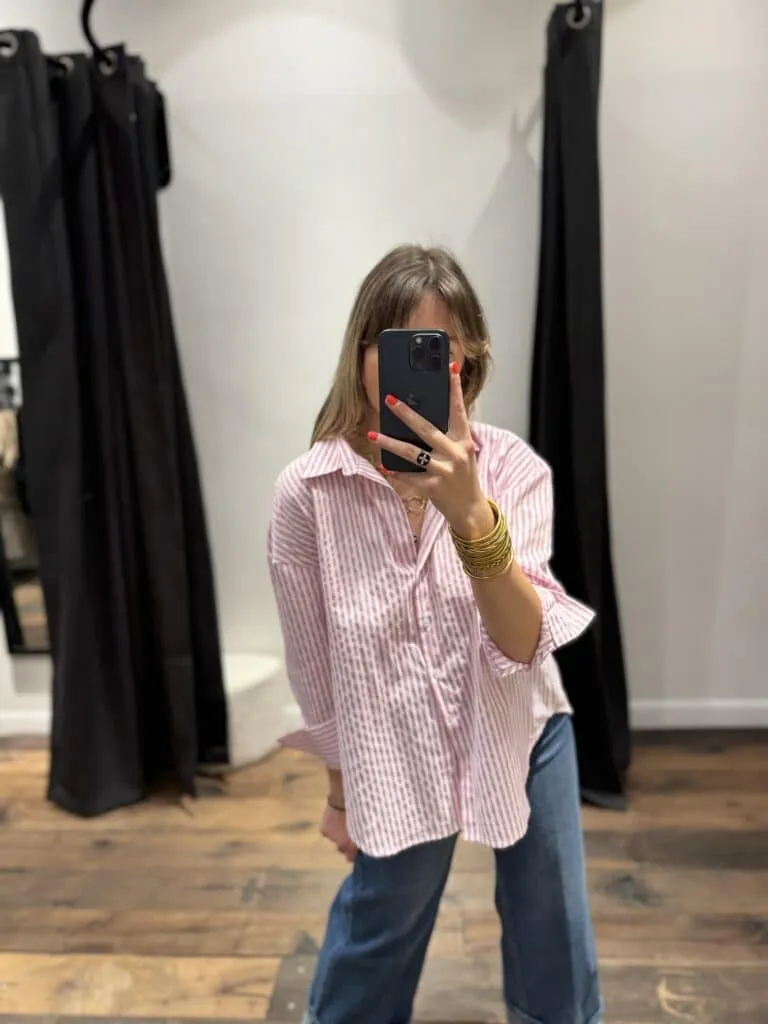 Chemise rayée rose | Concept Store En Ligne | Jade & Lisa