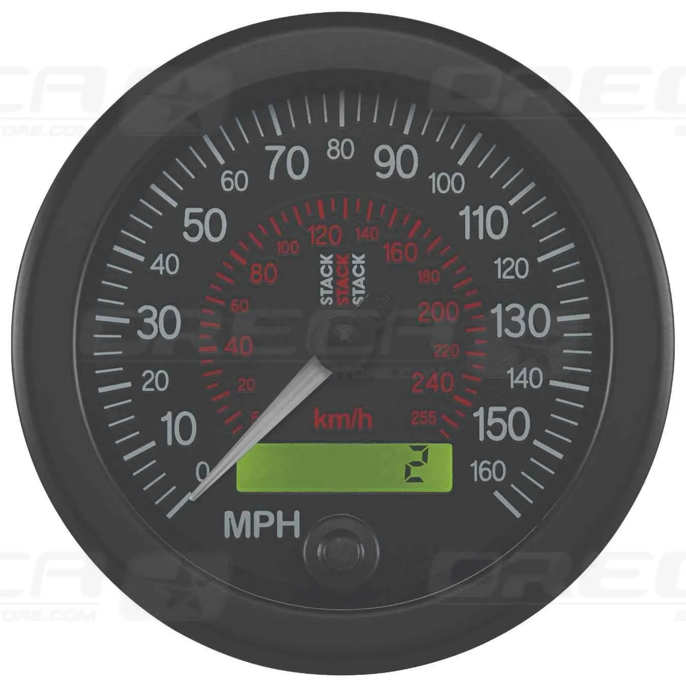 Compteur de vitesse 0-160 MPH / 260 km/h 88mm Noir STACK 726ST3801