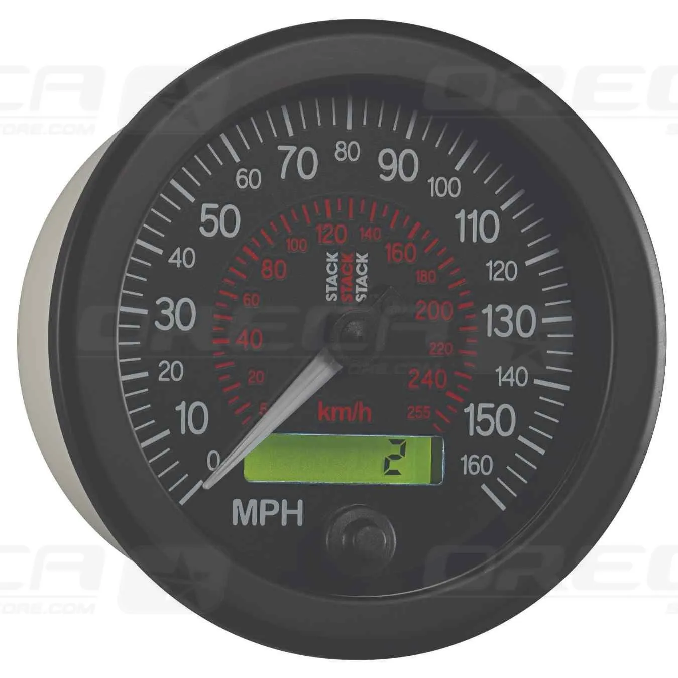 Compteur de vitesse 0-160 MPH / 260 km/h 88mm Noir STACK 726ST3801