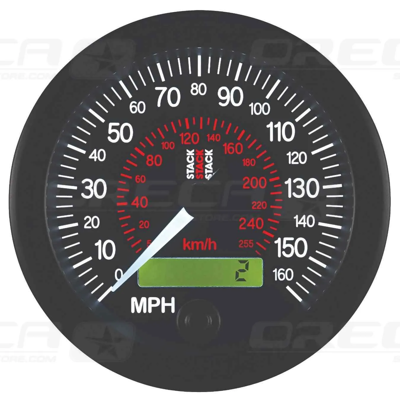 Compteur de vitesse 0-160 MPH / 260 km/h 88mm Noir STACK 726ST3801