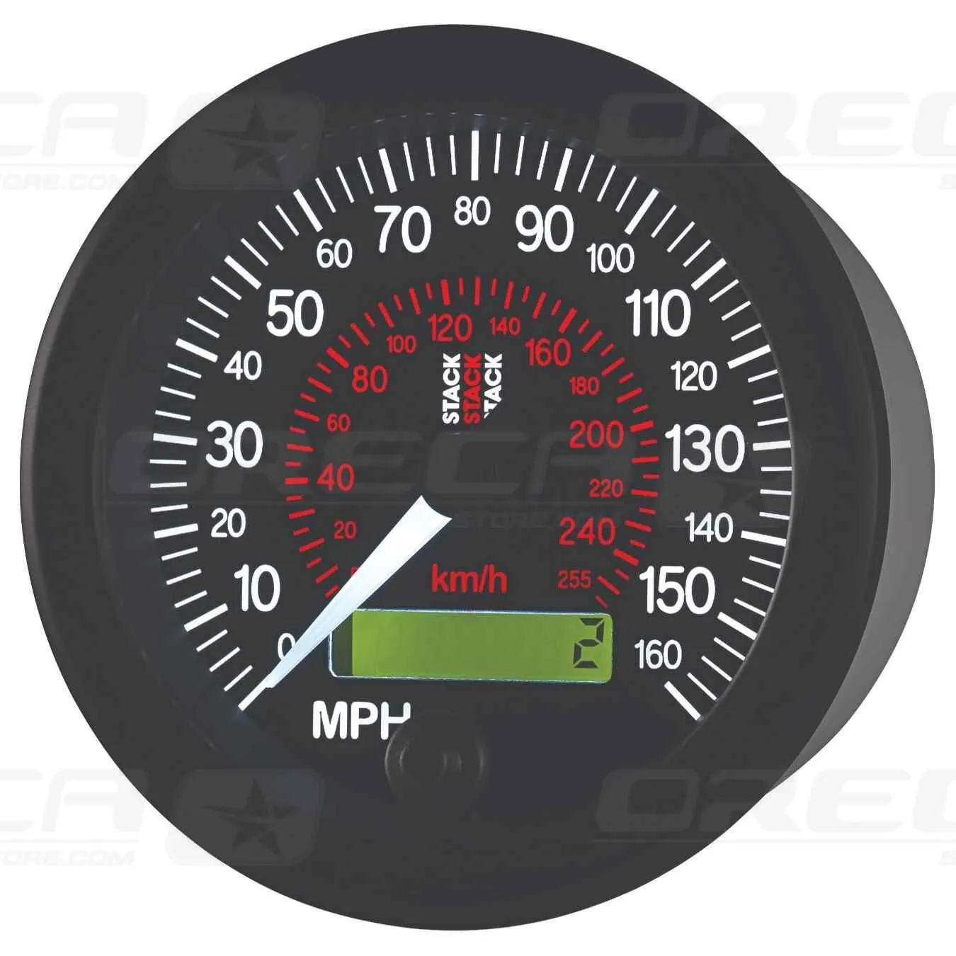 Compteur de vitesse 0-160 MPH / 260 km/h 88mm Noir STACK 726ST3801