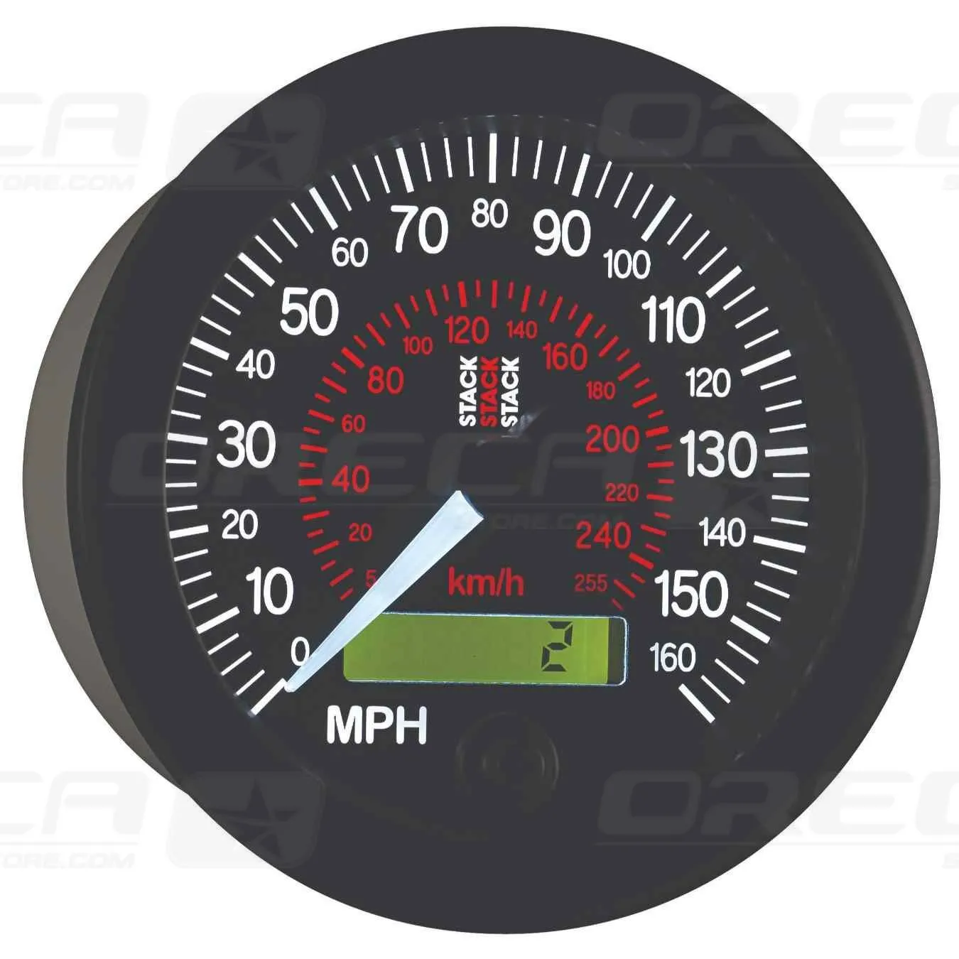 Compteur de vitesse 0-160 MPH / 260 km/h 88mm Noir STACK 726ST3801