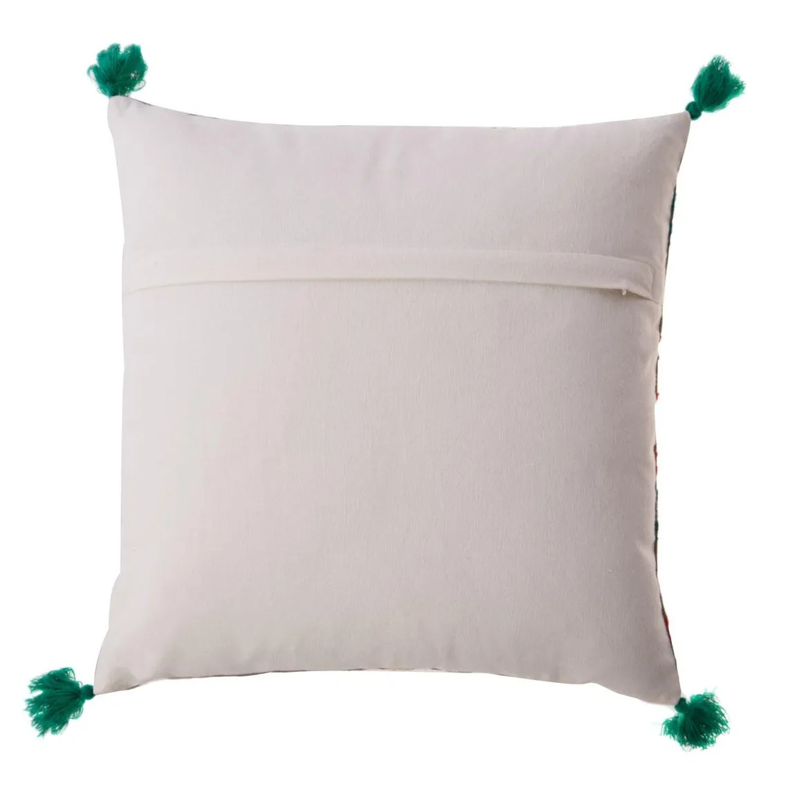 Coussin carré à motifs et pompons en Coton  Multicolore | 3 Suisses