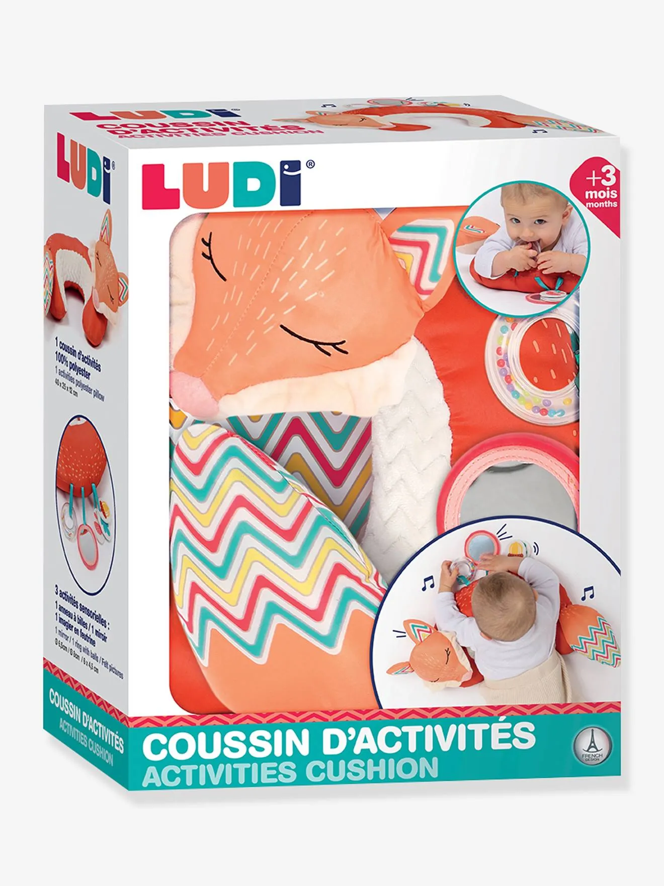 Coussin d'activités Renard LUDI orange - Ludi